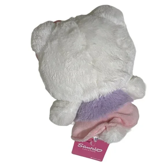 Sanrio Hello Kitty Plush 8" White Spring Soft Eyes Pink Purple Outfit - Picture 3 of 5